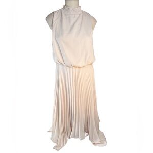 Judith March Penelope High Neck Pleated Skirt Handkerchief Hem Midi Leng…